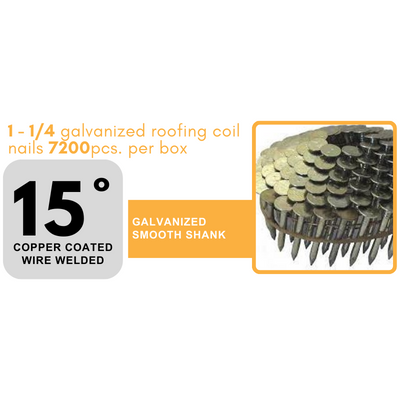 15 - 1 1_4 galvanized roofing coil nails 7200pcs per box