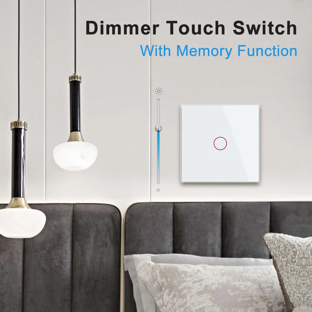 Livolo EU Standard Dimmer Wall Switch,Crystal Glass Panel,Dimmable Sensor Control,For Cutting Edge Dimmable Lamps More Than 25W