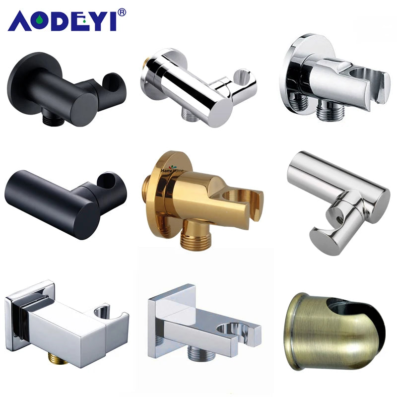 Brass Wall Mounted Hand Held Shower Holder Shower Bracket & Hose Connector Wall Elbow Unit Spout Water Inlet Angle Valve