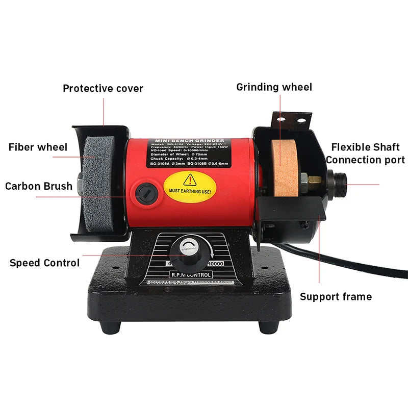 1 Set 150W Bench Versatility Grinder Table Saw Grinding Polishing Cutting Grinder Machines For Wood Metal Electrical Tools 220V