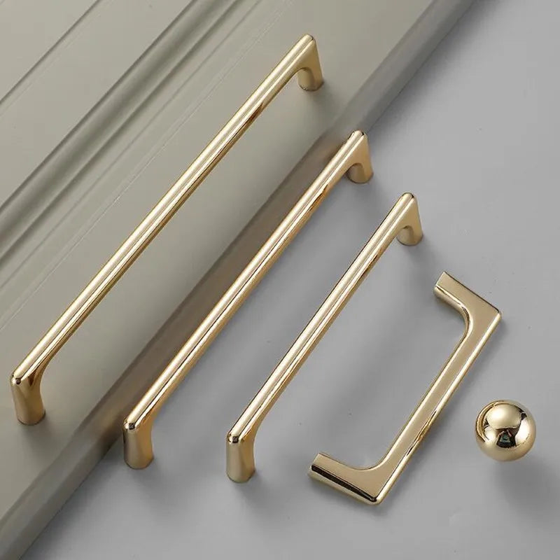 KK&FING Zinc Alloy Bright Gold Kitchen Cabinet   Door Handle Modern Cabinet Knobs Furniture Drawer Pulls Handles Home Hardware